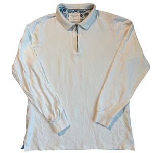 Denim & Flower Men’s Off White Textured Quarter Zip Pullover- L